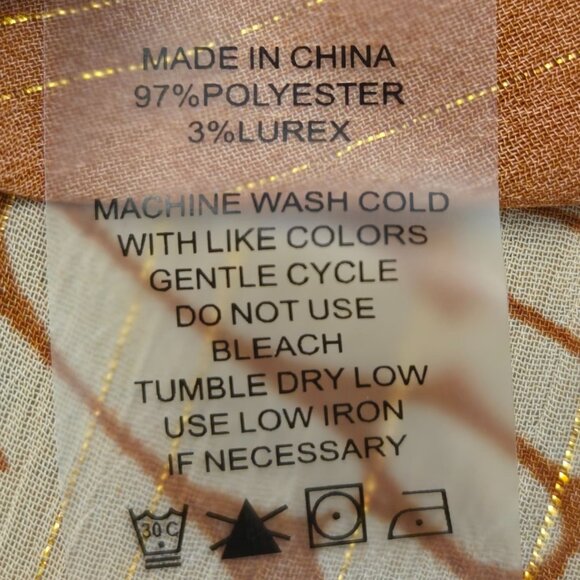 Vince Camuto Pintucked Ruffle Cuff Semi Sheer V-Neck Boho Blouse Orange Medium - Picture 12 of 12